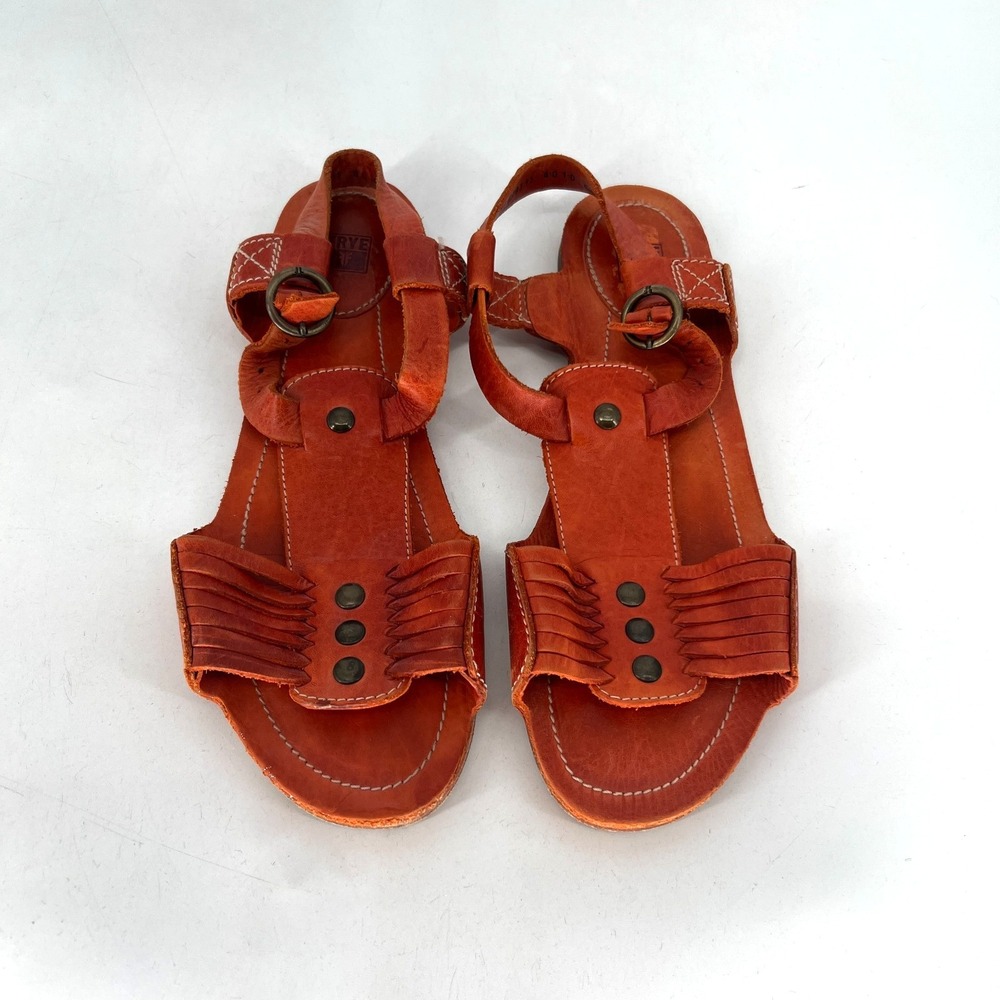 Frye Sandals Womens 8.5 Orange Leather Boho Gladiator Huarache